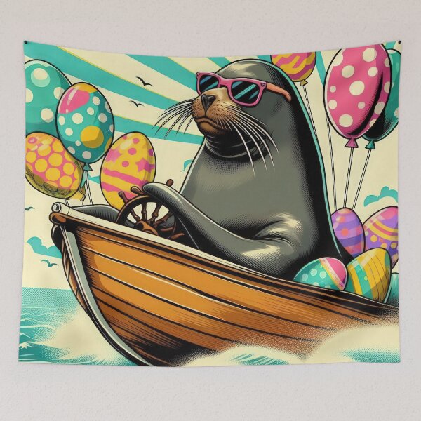 Item preview, seal drives a boat Easter Funny animals designed and sold by Expressions-Sel.