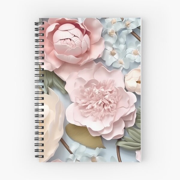 Item preview, 3 D Floral Pattern in Pastel Pink, Creamy and Blue designed and sold by MargaretFasDes.