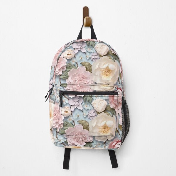 Item preview, 3 D Floral Pattern in Pastel Pink, Creamy and Blue designed and sold by MargaretFasDes.