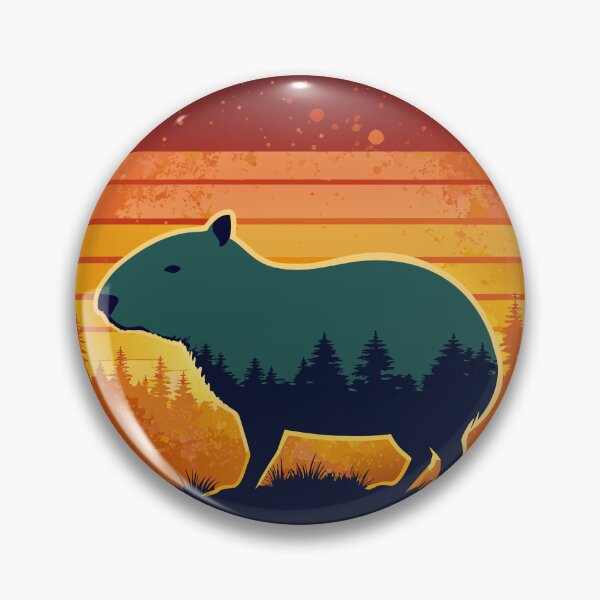 Artikelvorschau, Capybara im Wald-Retro-Sonnenuntergang entworfen und verkauft von Lelijo.