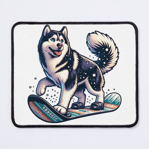 Item preview, Husky on a snowboard designed and sold by MellowPeach.