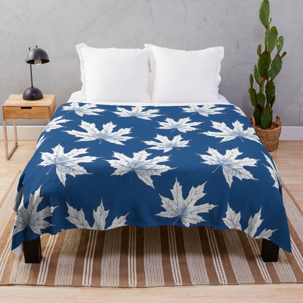 Item preview, Maple leaf white lines navy blue background designed and sold by kizenya.