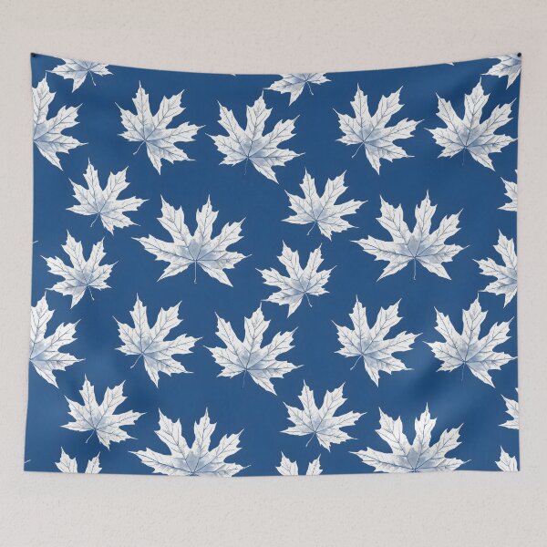 Item preview, Maple leaf white lines navy blue background designed and sold by kizenya.