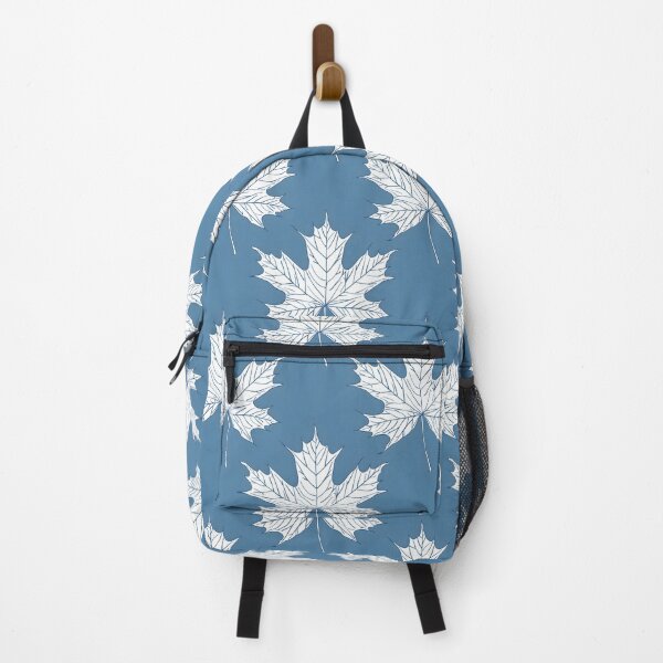 Item preview, Maple leaf white lines cerulean blue background designed and sold by kizenya.