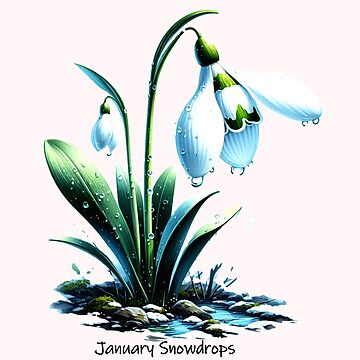 "January Birth flower month flower snowdrops clipart" Greeting Card for