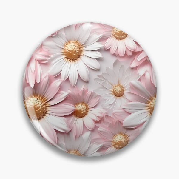 Item preview, 3 D Floral Pattern. Pastel Pink, Gold and White Daisy Flower designed and sold by MargaretFasDes.