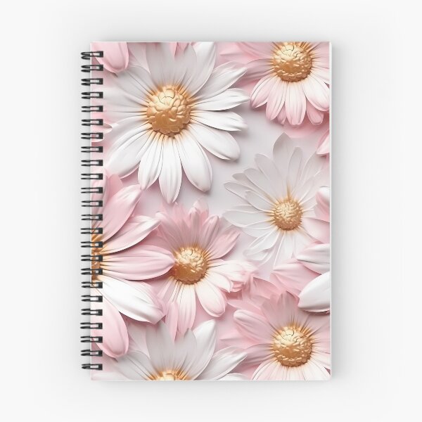 Item preview, 3 D Floral Pattern. Pastel Pink, Gold and White Daisy Flower designed and sold by MargaretFasDes.