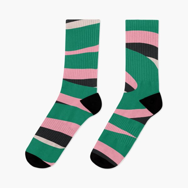 Item preview, Pop Swirl Wavy Abstract Line Pattern Green Pink Black designed and sold by kierkegaard.
