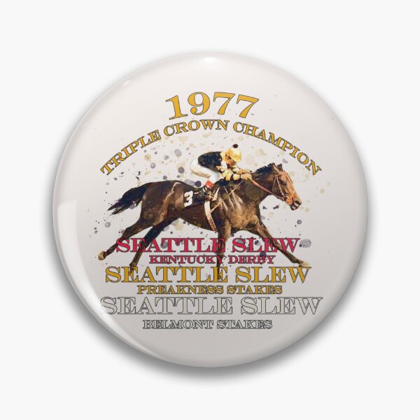 Item preview, 1977 Triple Crown Champion Seattle Slew horse racing design designed and sold by Ginny Luttrell.