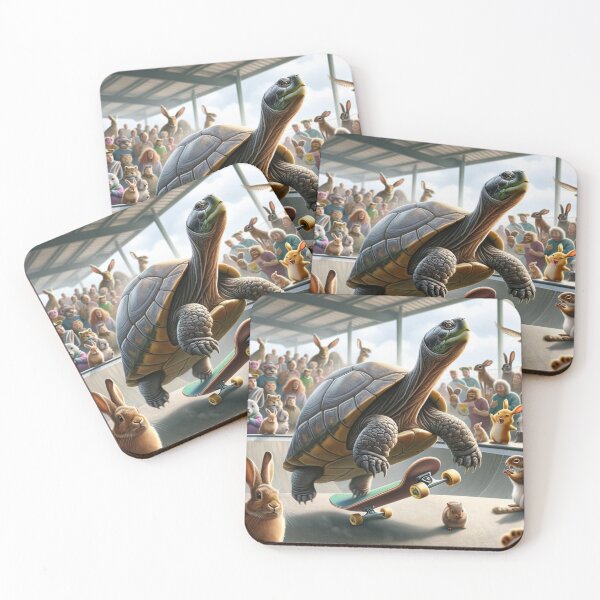 Item preview, Turtle with a shiny shell is on a skateboard, having just performed an incredible jump on a ramp in the skatepark designed and sold by AndreaMart.