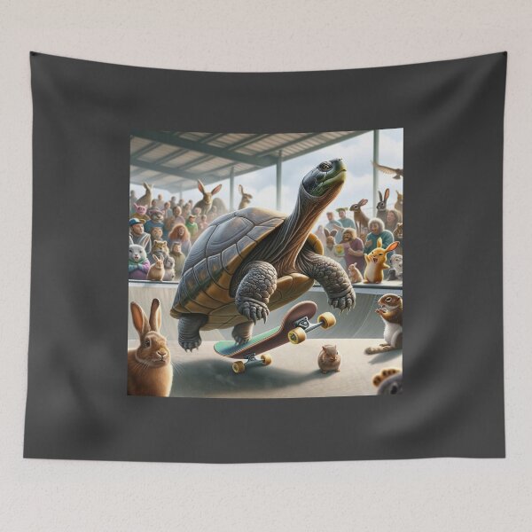 Item preview, Turtle with a shiny shell is on a skateboard, having just performed an incredible jump on a ramp in the skatepark designed and sold by AndreaMart.
