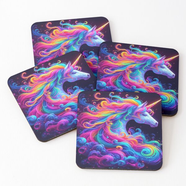 Item preview, Copy of Rainbow Glowing neon unicorn magical creature portrait designed and sold by Dominika Farkašová.