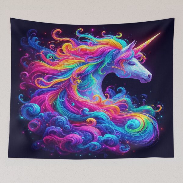 Item preview, Copy of Rainbow Glowing neon unicorn magical creature portrait designed and sold by Dominika Farkašová.