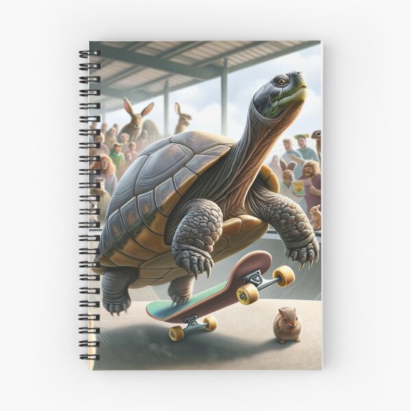 Item preview, Turtle with a shiny shell is on a skateboard, having just performed an incredible jump on a ramp in the skatepark designed and sold by AndreaMart.