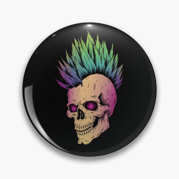 Item preview, Punk Skull with Rainbow Mohawk designed and sold by ArtCraftLab.