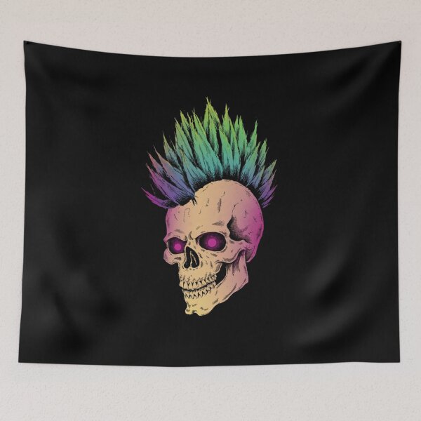 Item preview, Punk Skull with Rainbow Mohawk designed and sold by ArtCraftLab.