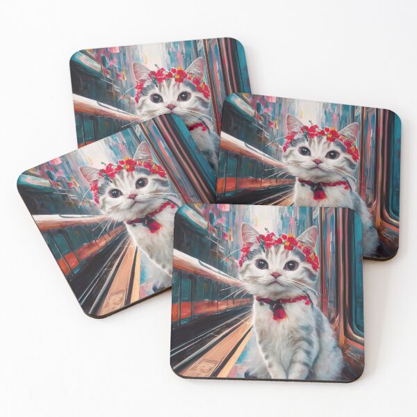 Item preview, Kitten waiting for a train designed and sold by Tajdi.
