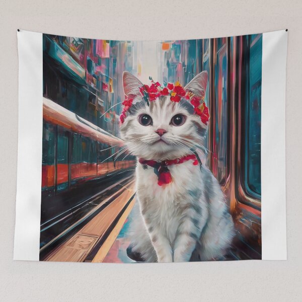 Item preview, Kitten waiting for a train designed and sold by Tajdi.