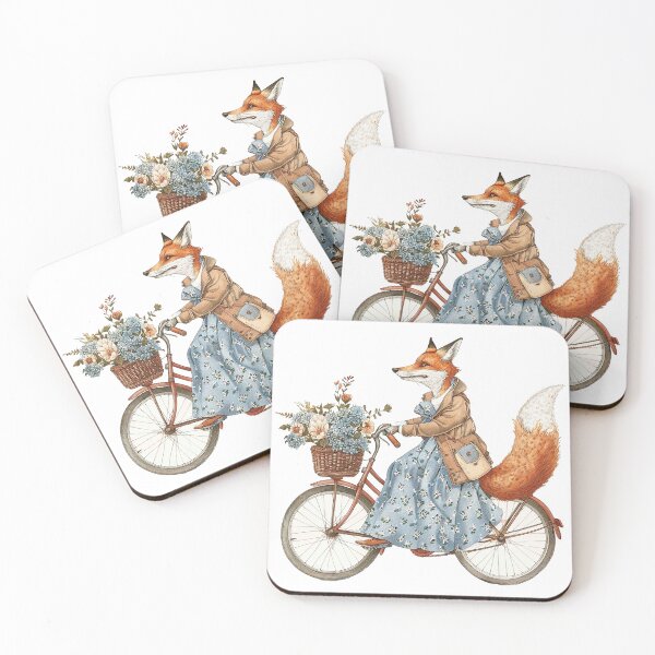 Artikelvorschau, Ein Cottagecore-Fuchsfahrrad mit wilden Blumen entworfen und verkauft von baucestudio.