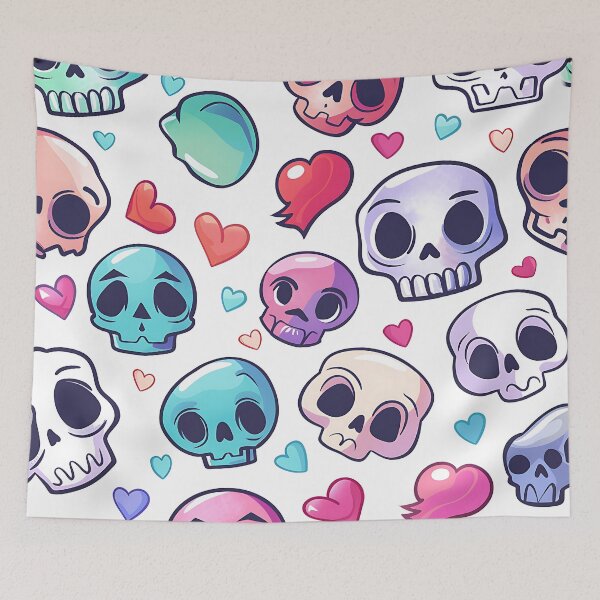 Item preview, Cute Cartoon Skull Pattern designed and sold by FrostyFrisby.