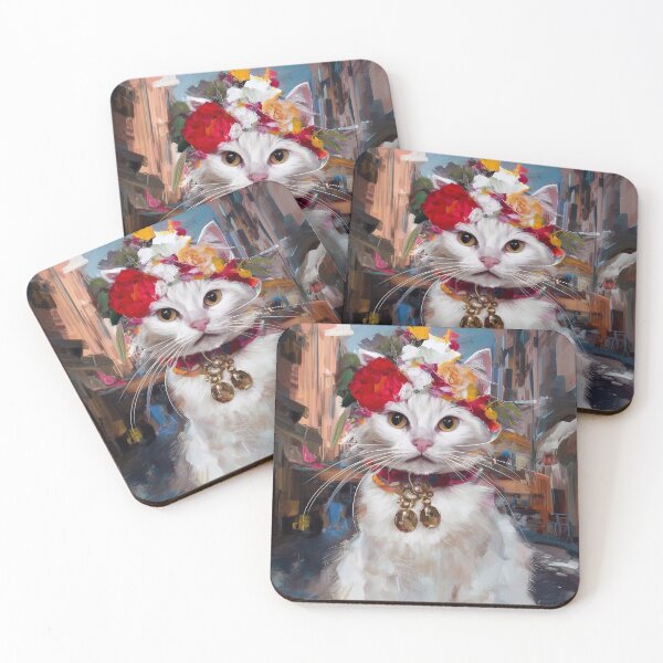 Item preview, Beautiful white cat in city scenery designed and sold by Tajdi.