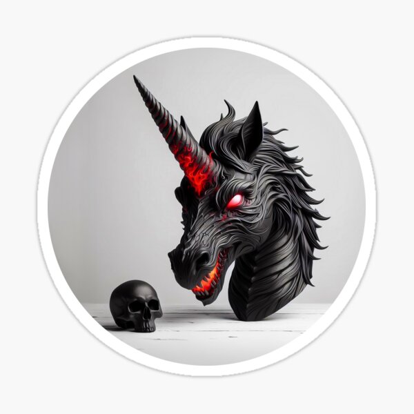 Black Unicorn Skull Rocker: Metalhead Hardrocker Design Sticker