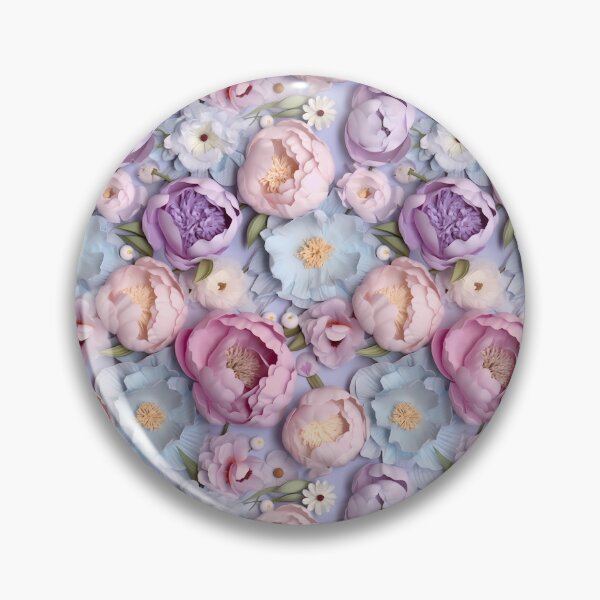 Item preview, 3 D Flower Pattern in Pastel Violet, Pink and Blue. Peonies Design designed and sold by MargaretFasDes.