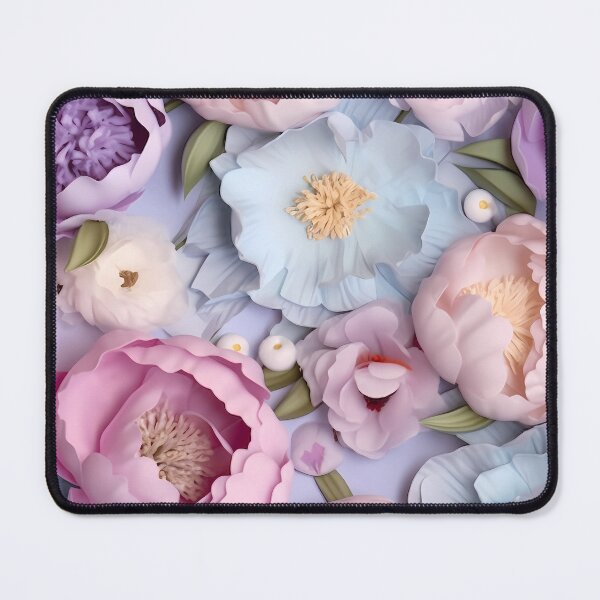Item preview, 3 D Flower Pattern in Pastel Violet, Pink and Blue. Peonies Design designed and sold by MargaretFasDes.