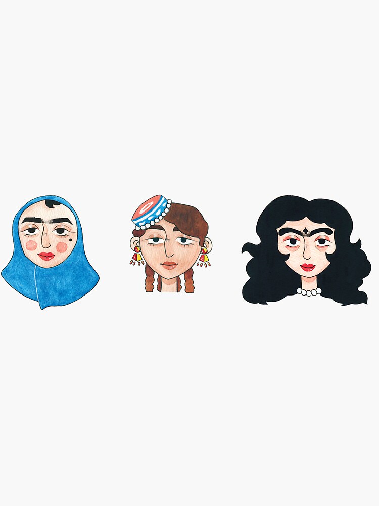 Aperçu 3 sur 3. Sticker avec l'œuvre filles qajar créée et vendue par mintcult.