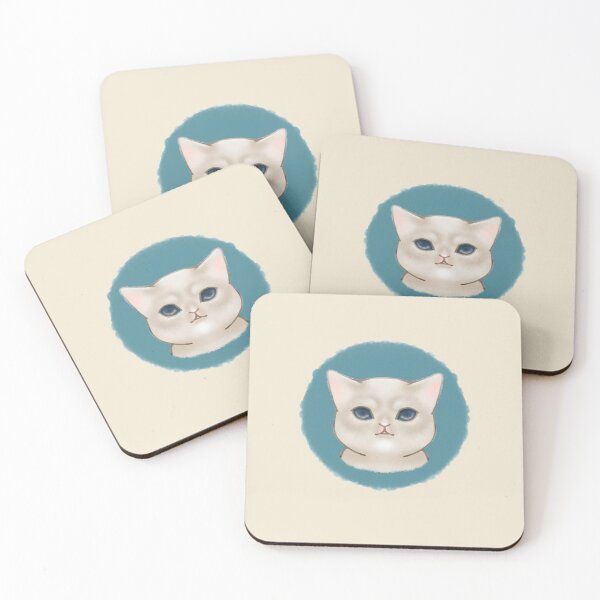 Item preview, white cat with blue eyes designed and sold by Illustra-Artium.