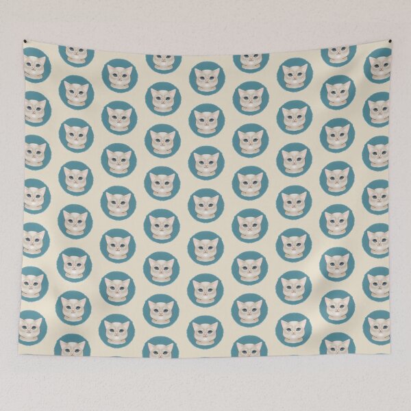 Item preview, white cat with blue eyes designed and sold by Illustra-Artium.