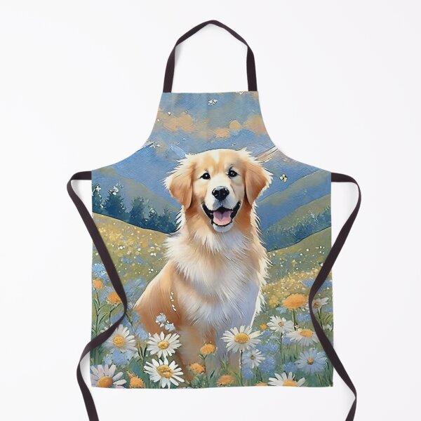 Item preview, Golden Retriever in field of flowers designed and sold by AlyCastelluccio.