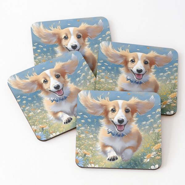 Item preview, dachshund running in field of flowers designed and sold by AlyCastelluccio.