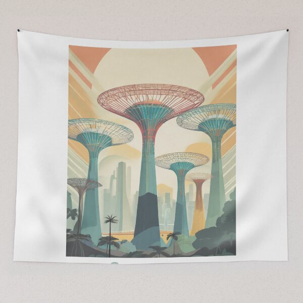 Item preview, Vintage Travel Poster - Retro Singapore Supertrees - Minimalist Travel Design designed and sold by pod24.