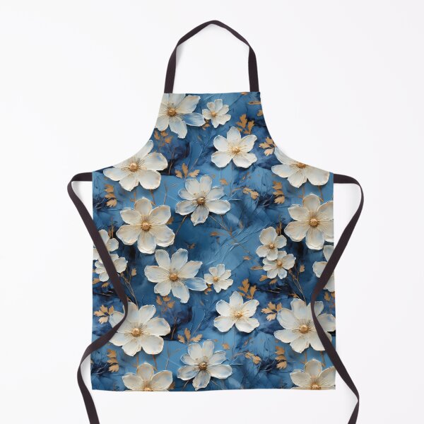 Item preview, 3 D Floral Pattern in Blue, Golden and White designed and sold by MargaretFasDes.