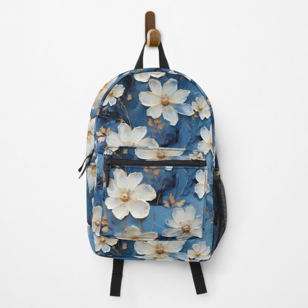 Item preview, 3 D Floral Pattern in Blue, Golden and White designed and sold by MargaretFasDes.