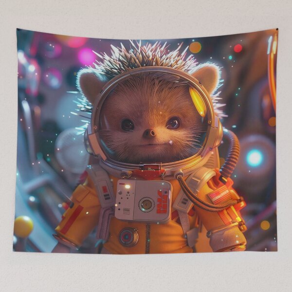 Item preview, Cute Curious Hedghog Exploring Space Station designed and sold by Mullet Monkey.