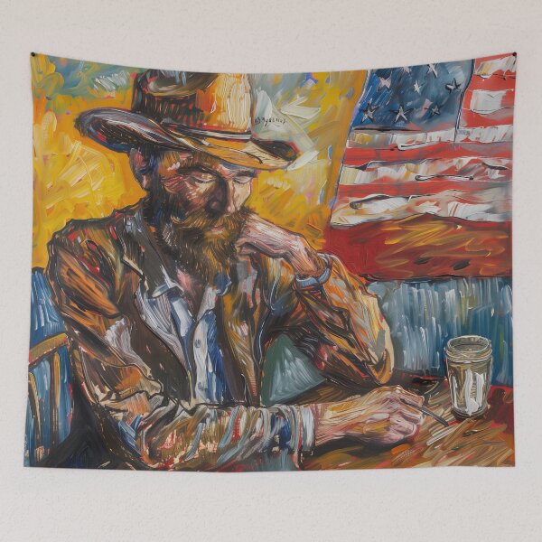 Item preview, American man | Painting in the style of Vincent van Gogh designed and sold by ComicsFactory.