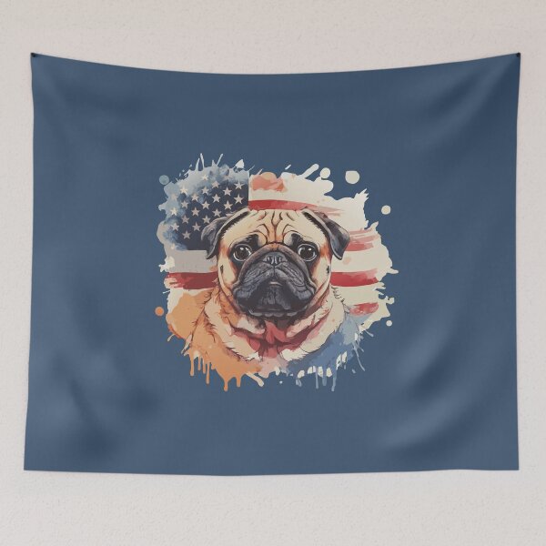 Item preview, patriot white and red dog  against the background of the flag designed and sold by jkrphoto.