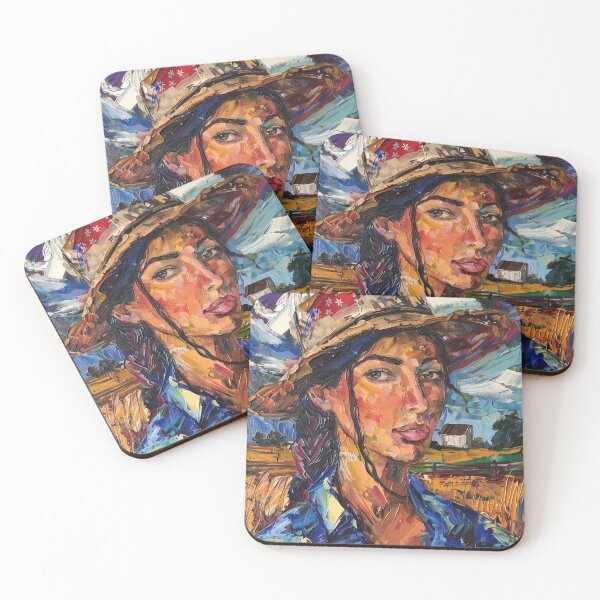 Item preview, American woman  | Painting in the style of Vincent van Gogh designed and sold by ComicsFactory.