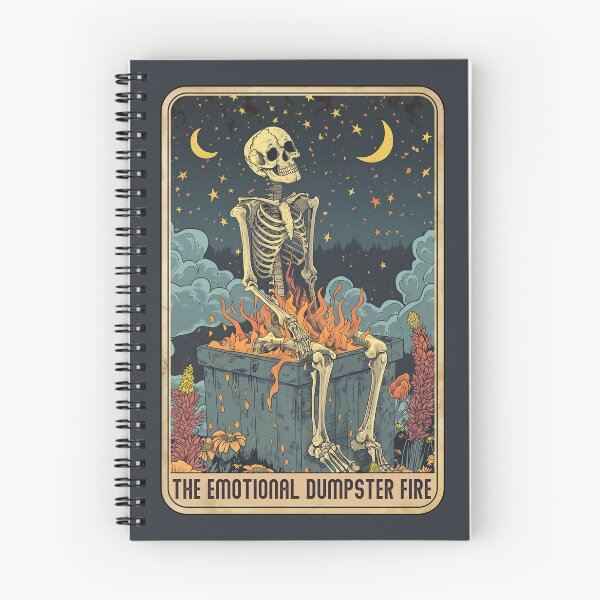 Item preview, "The Emotional Dumpster Fire" Skeleton Tarot Card designed and sold by FlawlessSeams.