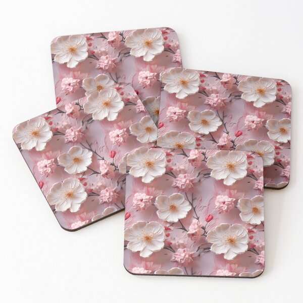 Artikelvorschau, 3D-Blumenmuster in Pastellrosa und Weiß entworfen und verkauft von MargaretFasDes.