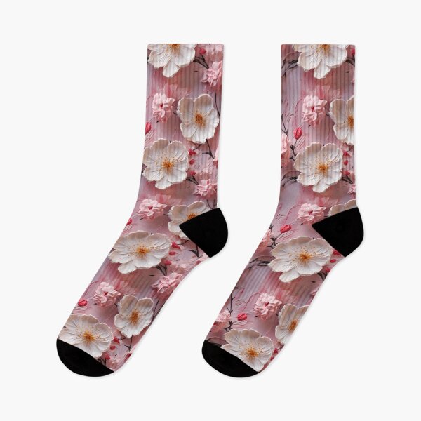 Item preview, 3 D Floral Pattern in Pastel Pink and White designed and sold by MargaretFasDes.
