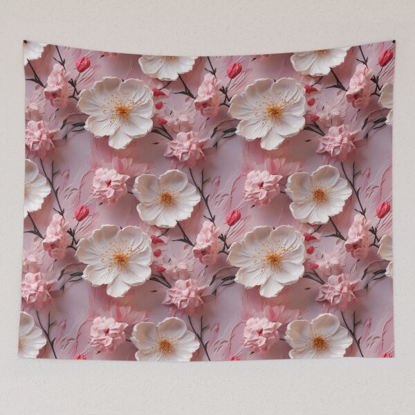 Artikelvorschau, 3D-Blumenmuster in Pastellrosa und Weiß entworfen und verkauft von MargaretFasDes.