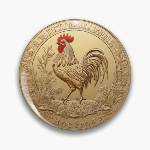 Item preview, Red Crested Rooster Fantasy Coin designed and sold by Ciervo Primavera.