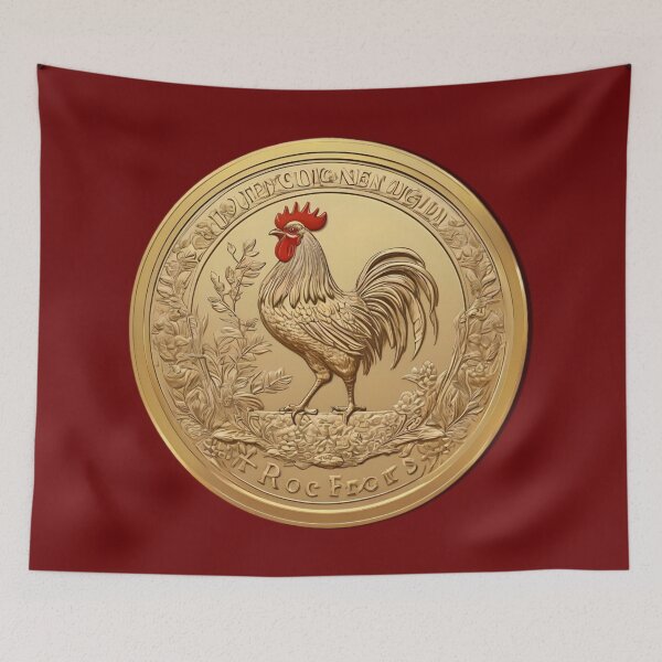 Item preview, Red Crested Rooster Fantasy Coin designed and sold by Ciervo Primavera.