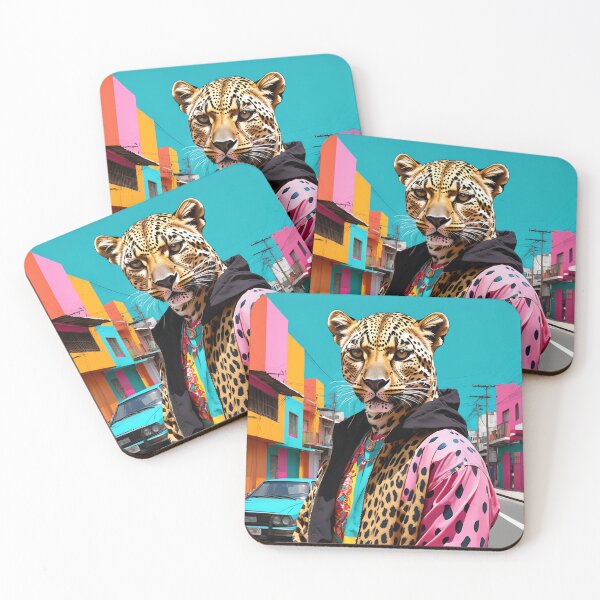 Item preview, Vibrant Leopard Fusion: Unleashing Pop Art in a Lively Mexican City designed and sold by JackrabbitPub.