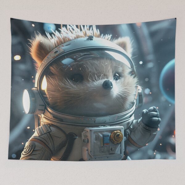 Item preview, Brave Hedgehog Astronaut Exploring Sci-Fi Space Station designed and sold by Mullet Monkey.
