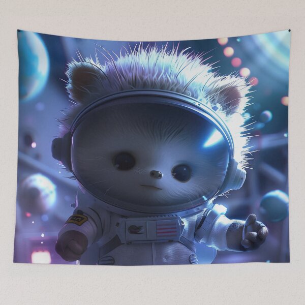 Item preview, Adorable Hedgehog Astronaut Exploring Futuristic Space Station designed and sold by Mullet Monkey.