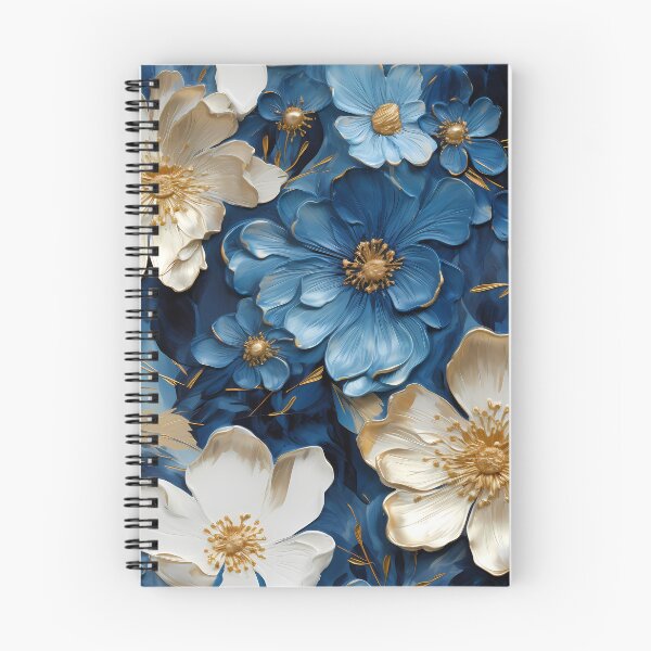 Item preview, 3 D Floral Pattern in Golden, White and Blue designed and sold by MargaretFasDes.